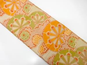 アンティーク　源氏車に菊・疋田雲模様織り出し子供帯（材料）